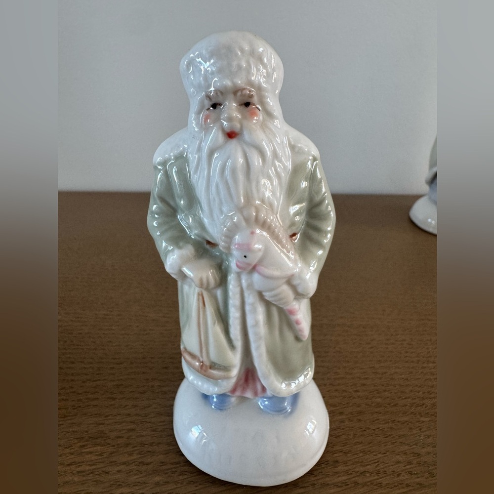 Charming Santa Around The World Ceramic Figurine Collection - Blue and Cream - Picture 3 of 10